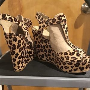 INC Leopard print summer wedges